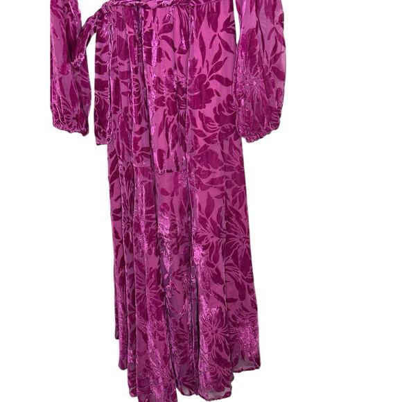 Hutch Womens Daniella Velvet Wrap Maxi Dress XL Romantic Boho Floral Fuchsia - Picture 10 of 12